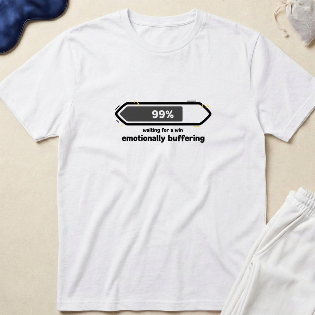 99% Waiting for the Wi‑Fi, emotionally buffering Minimal Tech Humor T‑Shirt