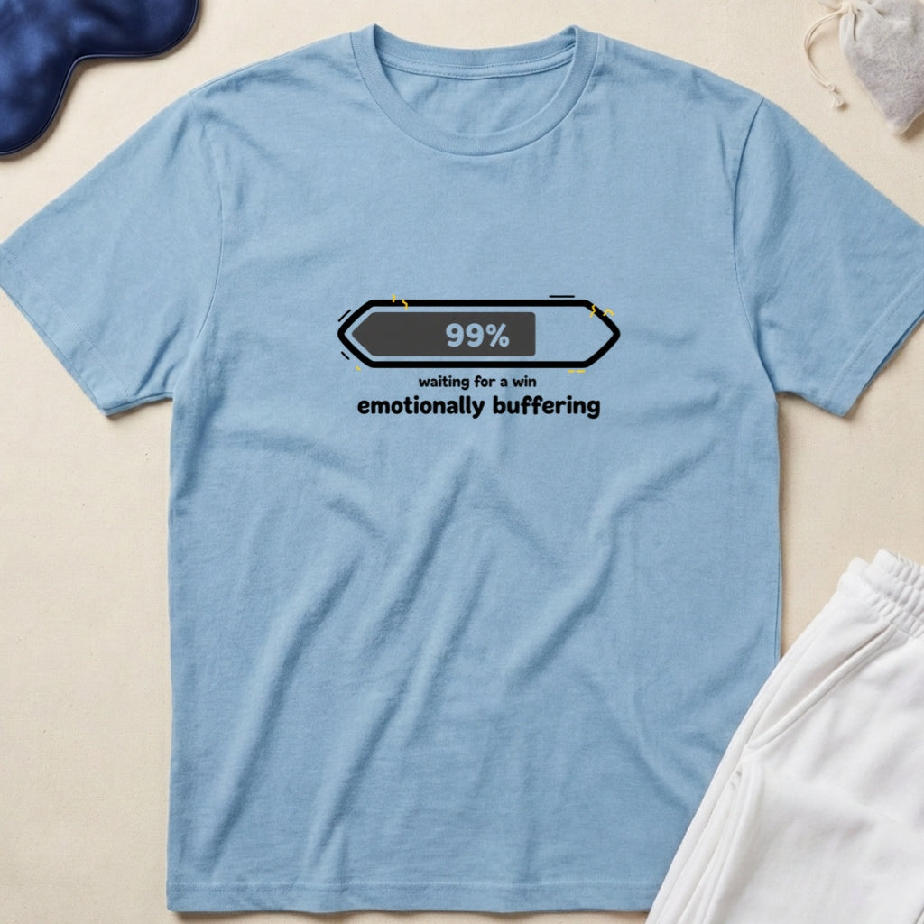 99% Waiting for the Wi‑Fi, emotionally buffering Minimal Tech Humor T‑Shirt