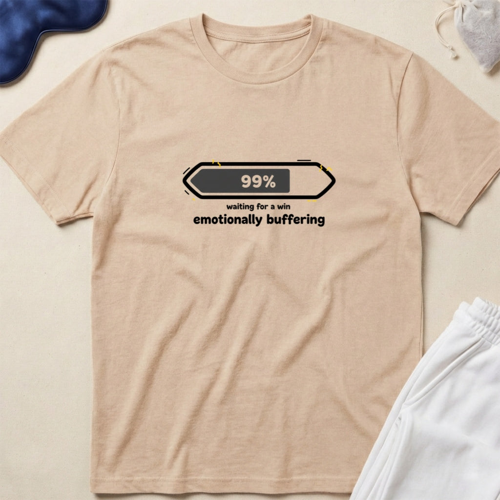 99% Waiting for the Wi‑Fi, emotionally buffering Minimal Tech Humor T‑Shirt