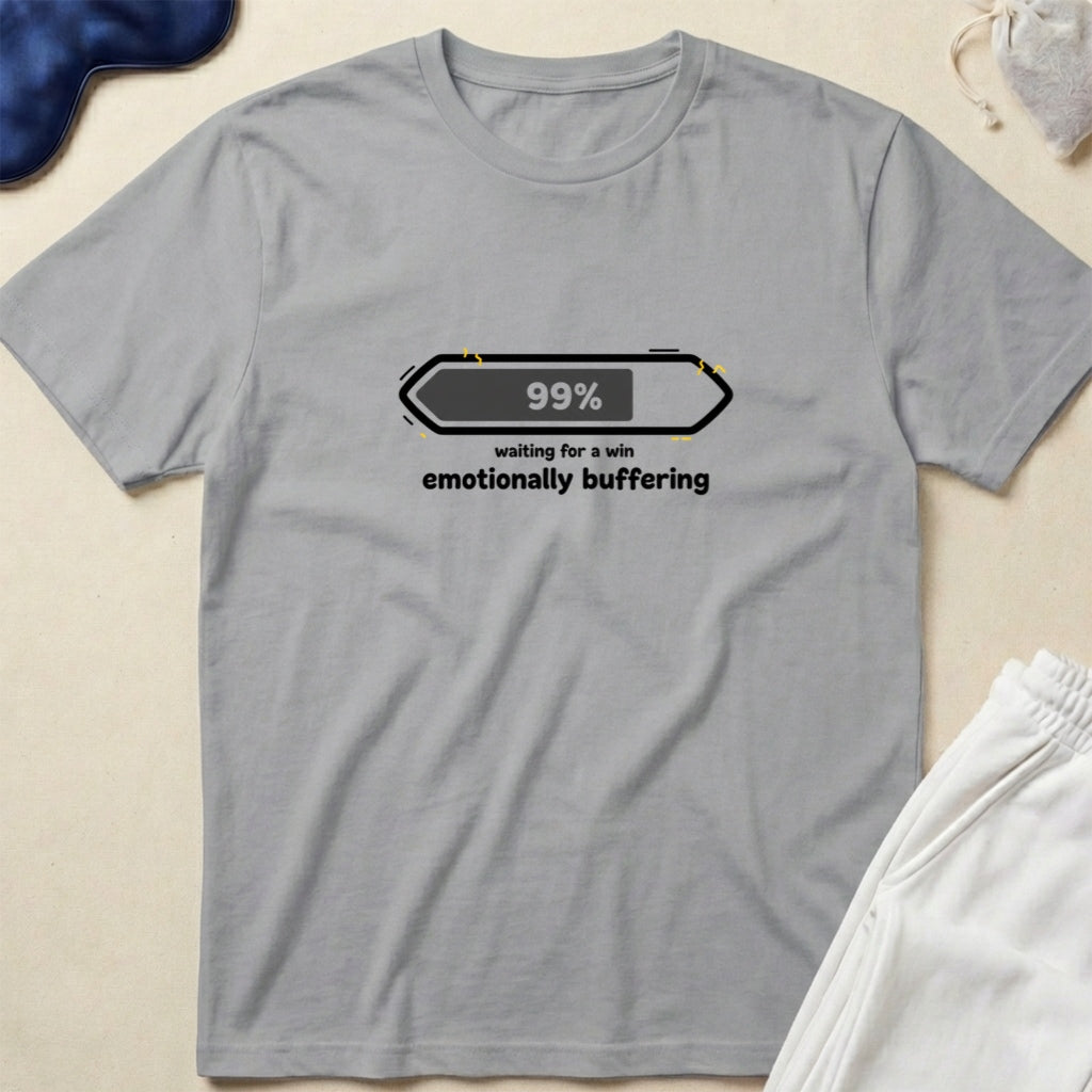 99% Waiting for the Wi‑Fi, emotionally buffering Minimal Tech Humor T‑Shirt