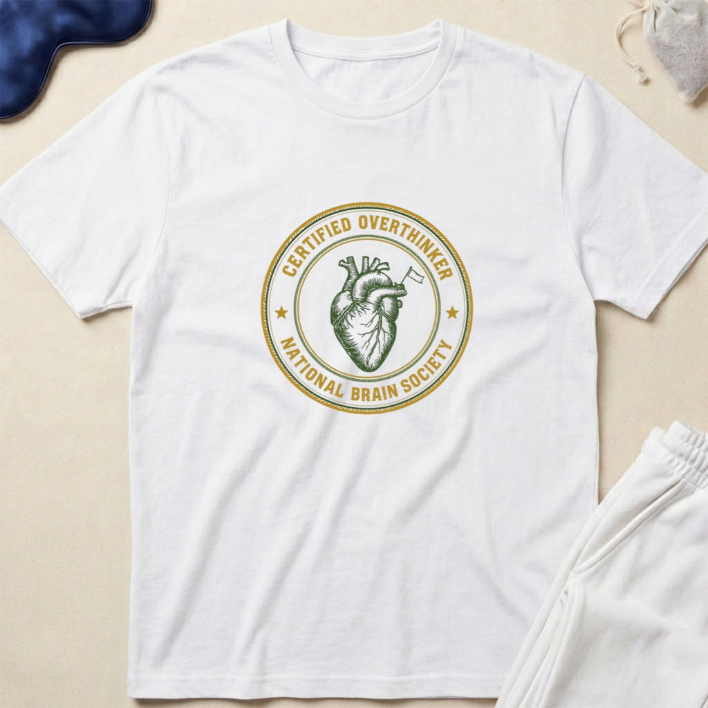 Certified Overthinker Vintage Brain Emblem T-Shirt