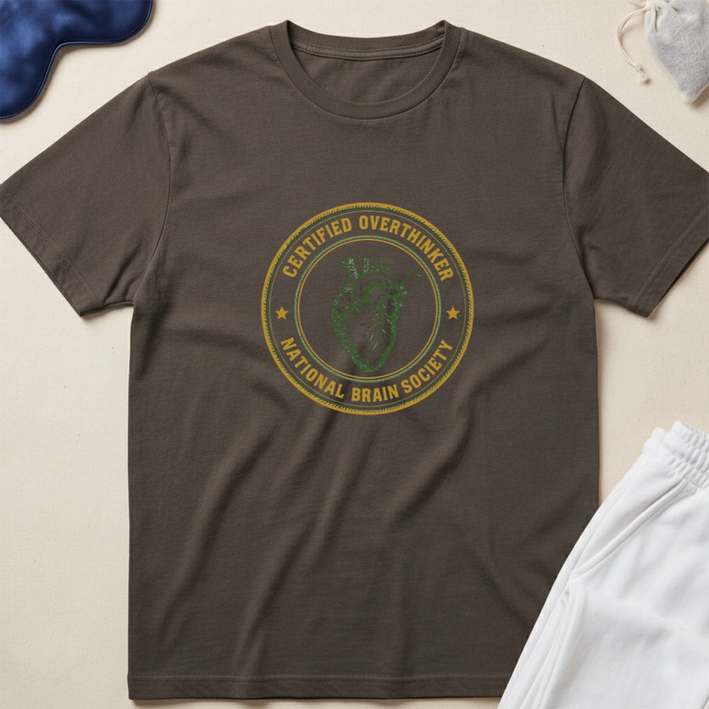 Certified Overthinker Vintage Brain Emblem T-Shirt