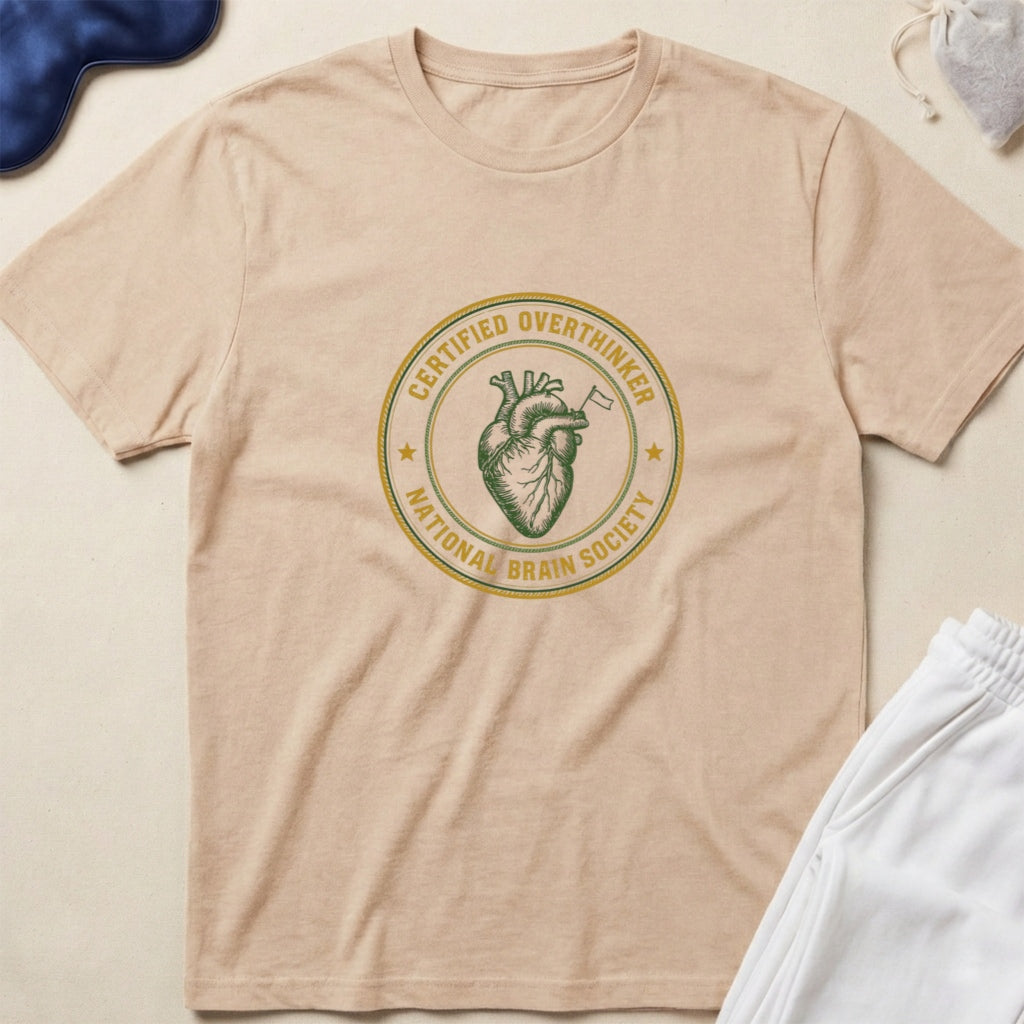 Certified Overthinker Vintage Brain Emblem T-Shirt