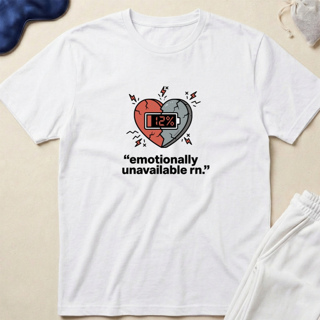 Emotionally Unavailable Heart T-Shirt — Cute Retro Heart Graphic Tee