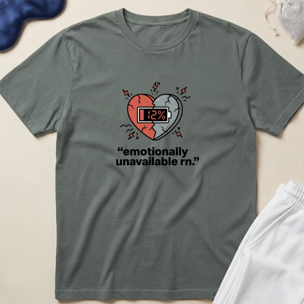 Emotionally Unavailable Heart T-Shirt — Cute Retro Heart Graphic Tee