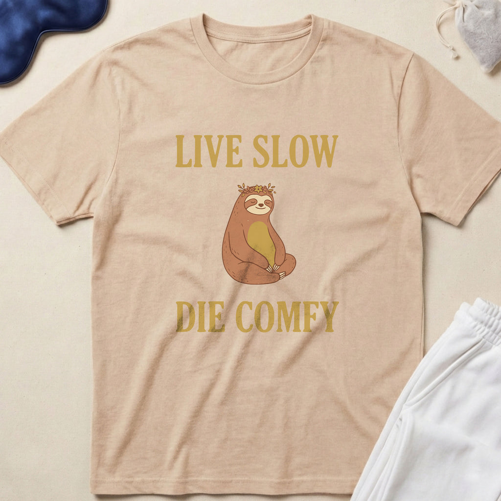 Live Slow Die Comfy Sloth T-Shirt