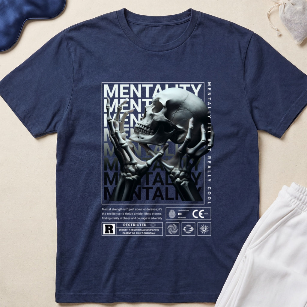 Mentality Skull Retro Horror Aesthetic Graphic T-Shirt