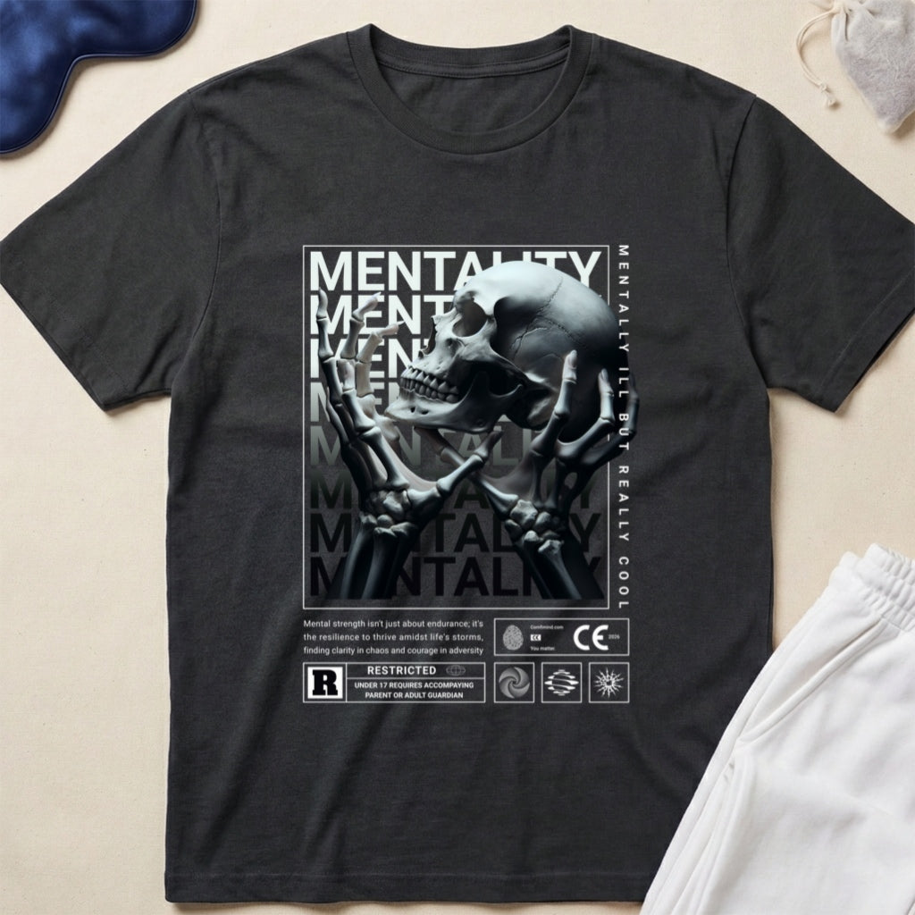 Mentality Skull Retro Horror Aesthetic Graphic T-Shirt