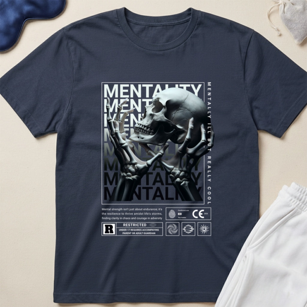 Mentality Skull Retro Horror Aesthetic Graphic T-Shirt