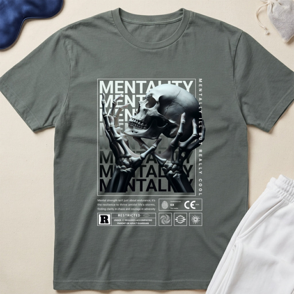 Mentality Skull Retro Horror Aesthetic Graphic T-Shirt