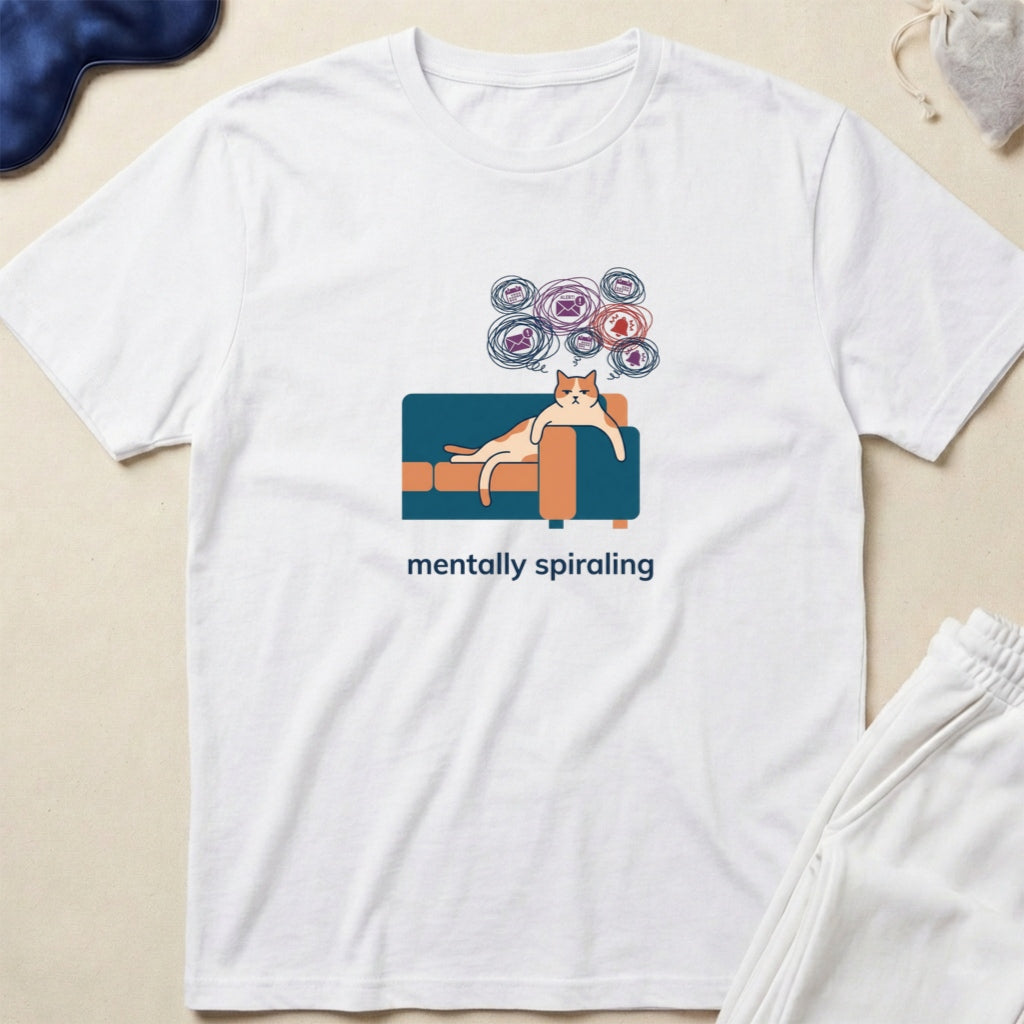 Mentally Spiraling Cat Graphic T-Shirt