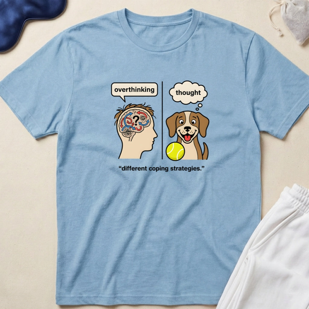 Overthinking Brain vs Dog Playful Mental Health Design T-Shirt
